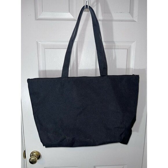 WALT DISNEY WORLD Black Embroidered Nylon Tote Bag-Zip Closure-Shoulder Straps - Picture 7 of 11